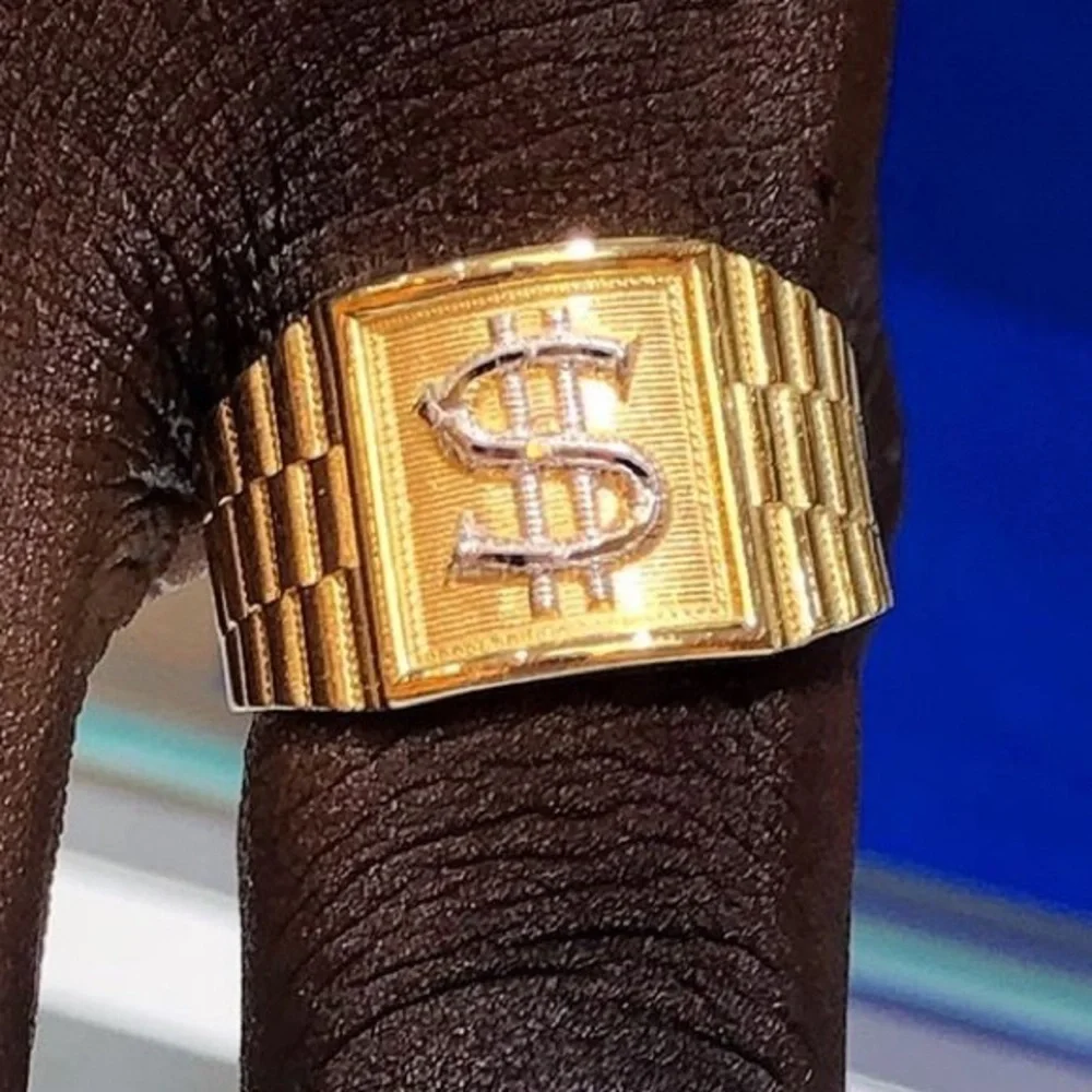 14K Gold Dollar white & Yellow Gold men’s Dollar  Ring